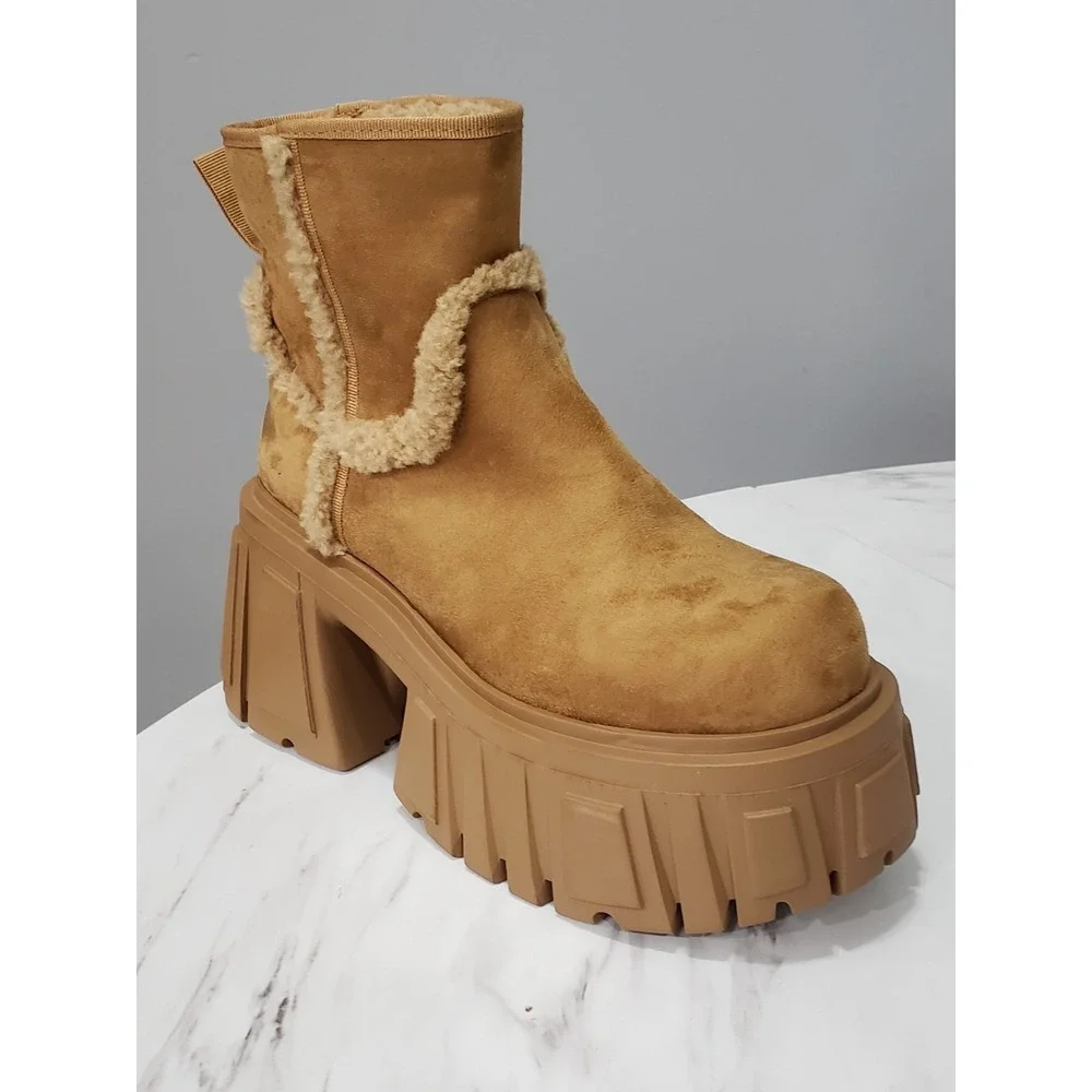 NEW‎ NO BOX SIZE 8 Dollskill Current Mood PLATFORM Y2K BRATZ BOOTS FUR FESTIVAL